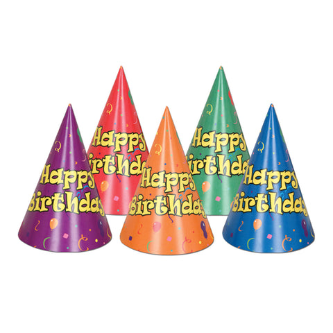 Balloon & Confetti Birthday Cone Sombreritos, Size 6½"