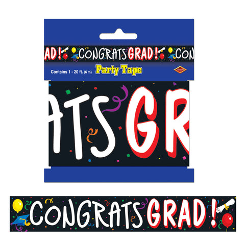 Congrats Grad Party Tape, Size 3" x 20'