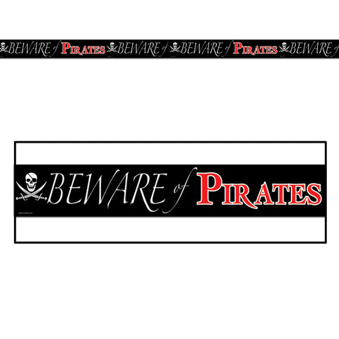 Beware Of Pirates Party Tape, Size 3" x 20'