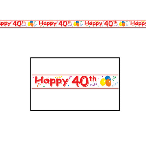 Happy  40th  Birthday Party Tape, Size 3" x 20'
