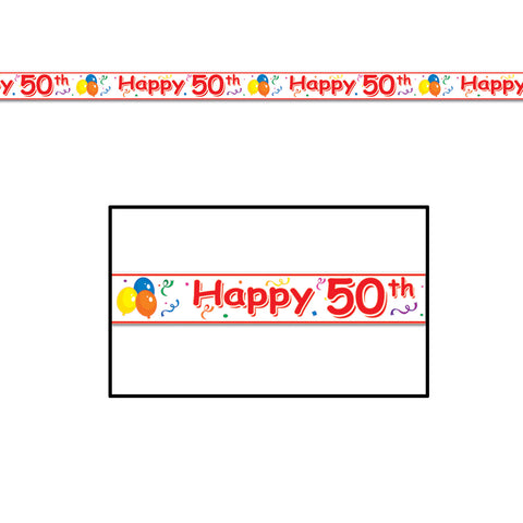Happy  50th  Birthday Party Tape, Size 3" x 20'