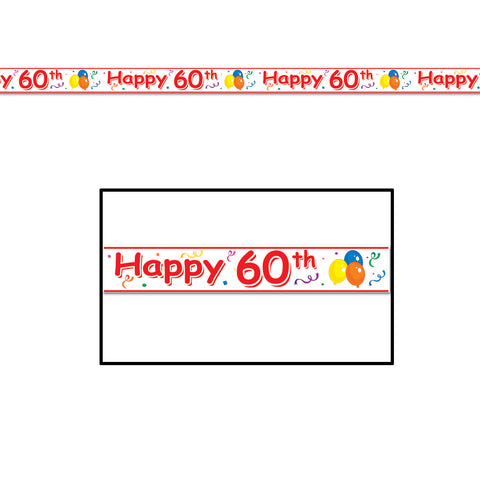 Happy  60th  Birthday Party Tape, Size 3" x 20'