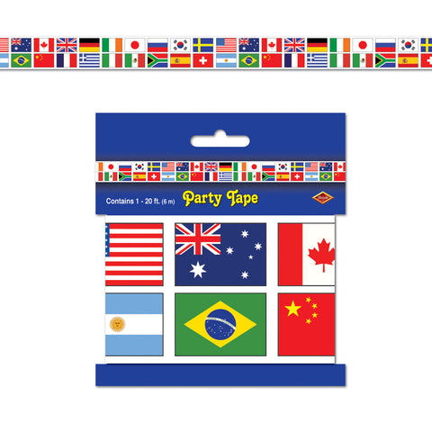 International Flag Party Tape, Size 3" x 20'