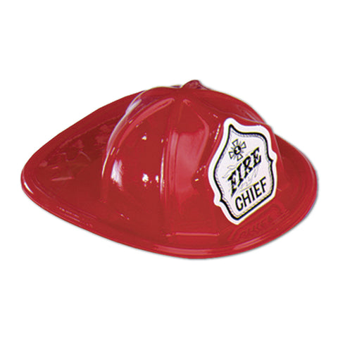 Miniature Red Plastic Fire Chief Hat, Size 6½" x 2½"