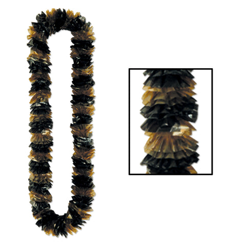 Soft-Twist Black & Gold Poly Leis Hawaiano, Size 2" x 36"