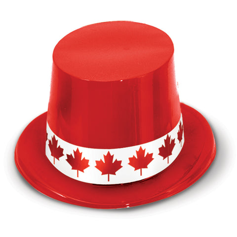 Red Plastic Topper w/Maple Leaf Band