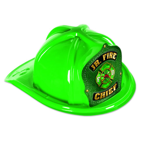 Green Plastic Jr Fire Chief Hat