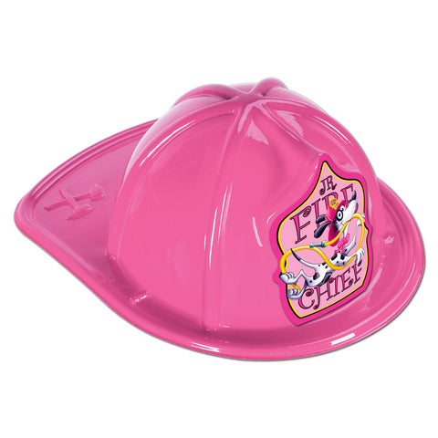 Pink Plastic Jr Fire Chief Hat