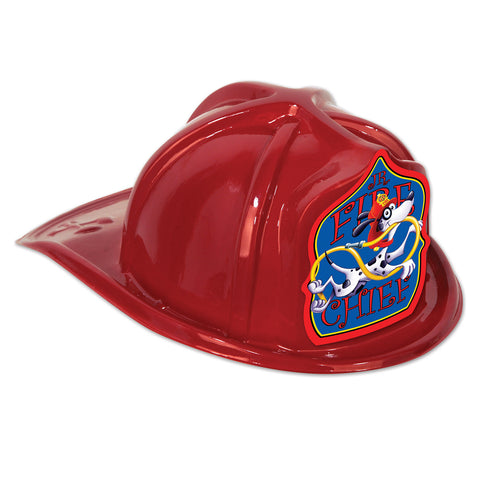 Red Plastic Jr Fire Chief Hat