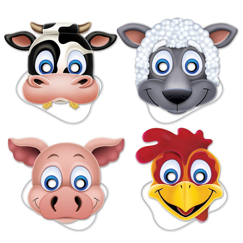 Farm Animal Máscaras, Size 10¼"-13"