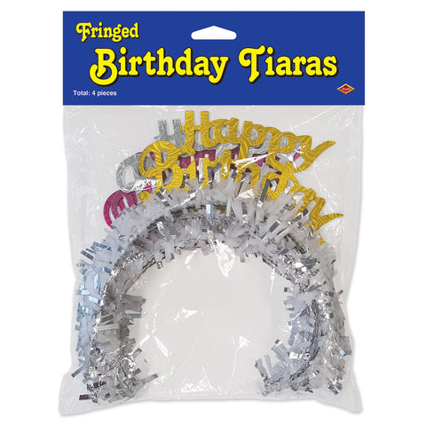 Pkgd Happy Birthday Coronas, Tiaras w/Fringe