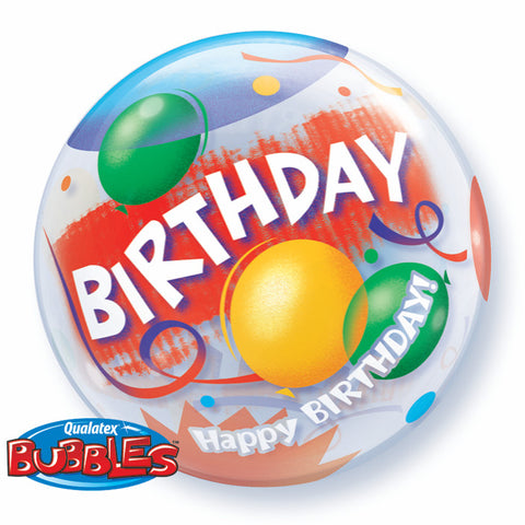 22" Burbuja Happy Birthday con Globos