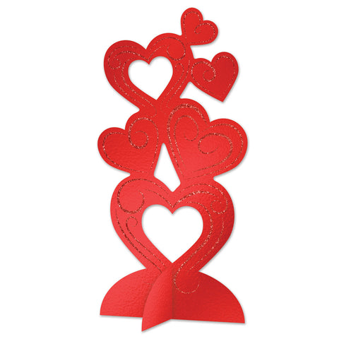 3-D Glittered Heart Centerpiece, Size 11½"