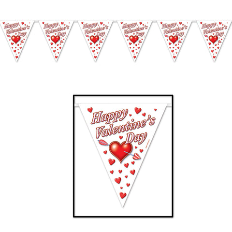 Happy Valentine's Day Pennant Banner, Size 11" x 12'