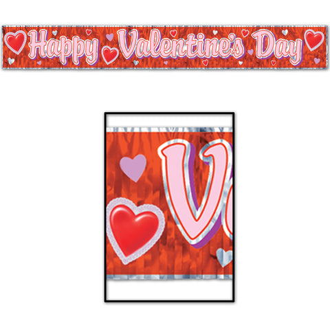 Met Happy Valentine's Day Fringe Banner, Size 8" x 5'