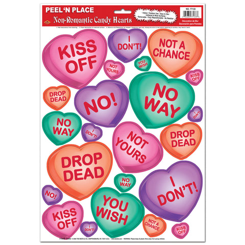 Non-Romantic Candy Hearts Peel 'N Place, Size 12"x17" Sh