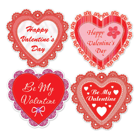 Happy Valentine's Day Lace Heart Recortes, Size 14"