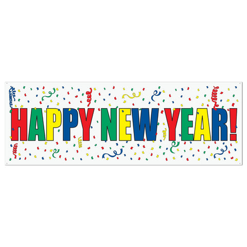 Happy New Year Sign Banner, Size 5' x 21"