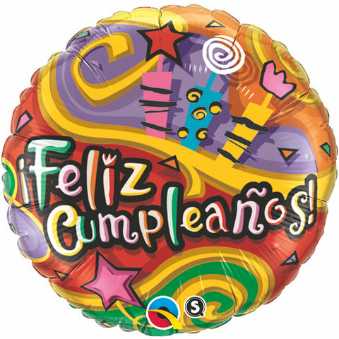 18" Redondo, Feliz Cumpleaños, Fiesta de Colores
