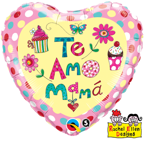 18" Corazon, Te Amo Mama, Cupcake y Bolitas de Colores