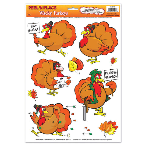 Wacky Turkeys Peel 'N Place, Size 12" x 17" Sh