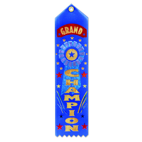 Grand Champion Award Ribbon, Size 2" x 8"