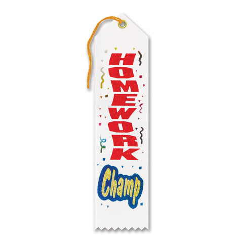 Homework Champ Award Ribbon, Size 2" x 8"