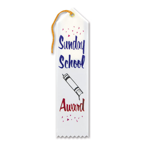 Sunday School Award Ribbon, Size 2" x 8"