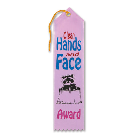 Clean Hands & Face Award Ribbon, Size 2" x 8"