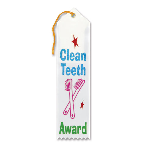 Clean Teeth Award Ribbon, Size 2" x 8"