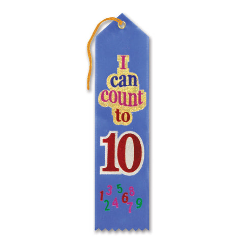 I Can Count To Ten Award Ribbon, Size 2" x 8"