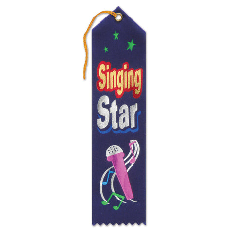 Singing Star Award Ribbon, Size 2" x 8"