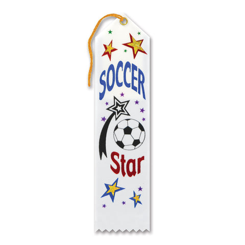 Soccer Star Award Ribbon, Size 2" x 8"