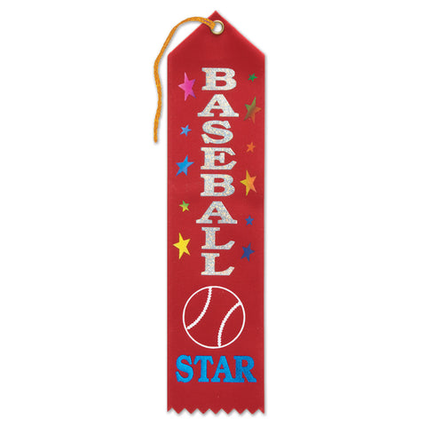 Baseball Star Award Ribbon, Size 2" x 8"