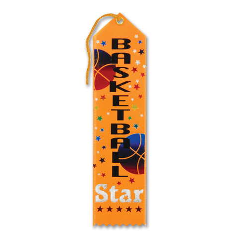 Basketball Star Award Ribbon, Size 2" x 8"