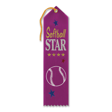Softball Star Award Ribbon, Size 2" x 8"