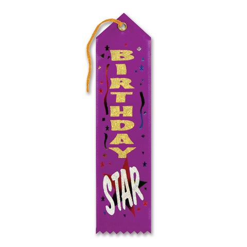 Birthday Star Award Ribbon, Size 2" x 8"
