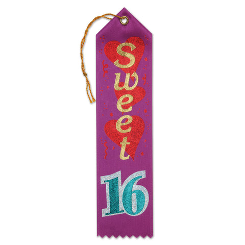 Sweet Sixteen Award Ribbon, Size 2" x 8"