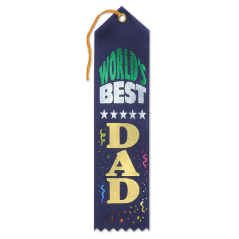 World's Best Dad Award Ribbon, Size 2" x 8"