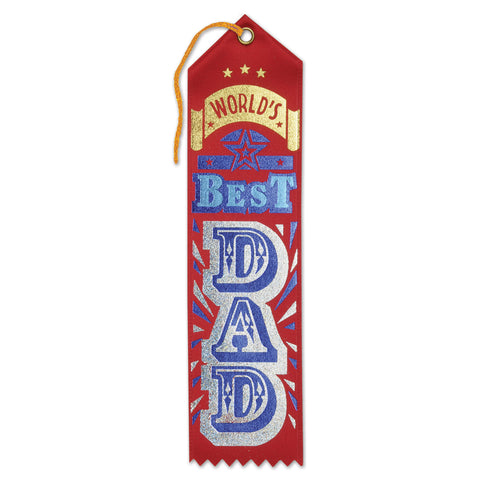 World's Best Dad Award Ribbon, Size 2" x 8"