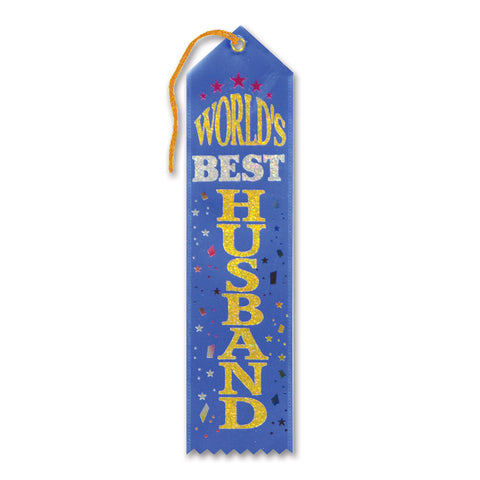 World's Best Husband Award Ribbon, Size 2" x 8"
