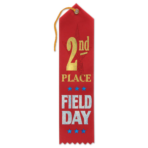 2nd Place Field Day Award Ribbon, Size 2" x 8"