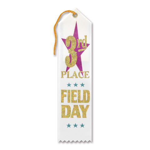 3rd Place Field Day Award Ribbon, Size 2" x 8"