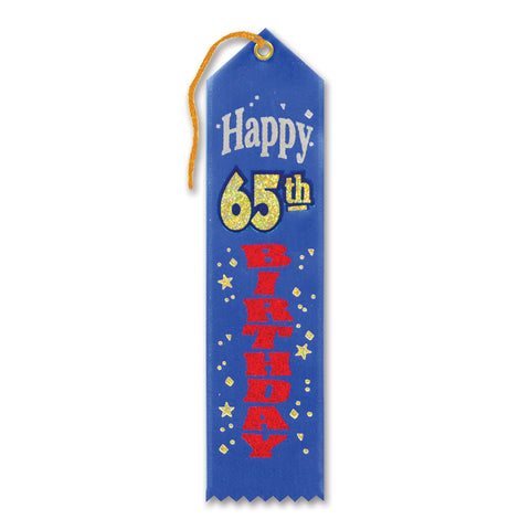 Happy 65th Birthday Award Ribbon, Size 2" x 8"