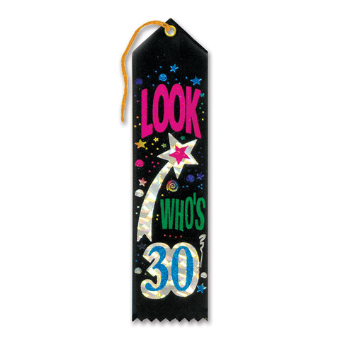 Look Who's 30 Award Ribbon, Size 2" x 8"