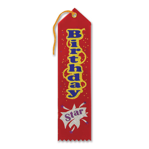 Birthday Star Award Ribbon, Size 2" x 8"