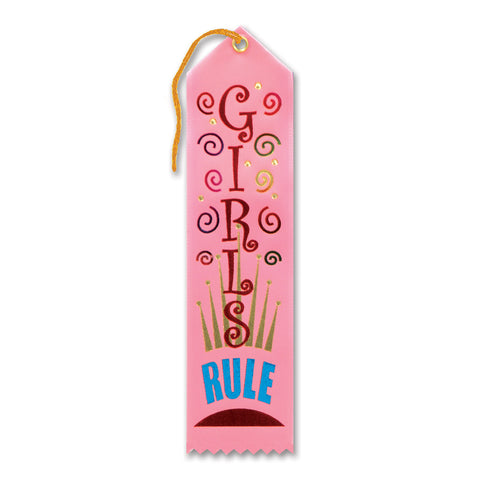 Girls Rule Award Ribbon, Size 2" x 8"