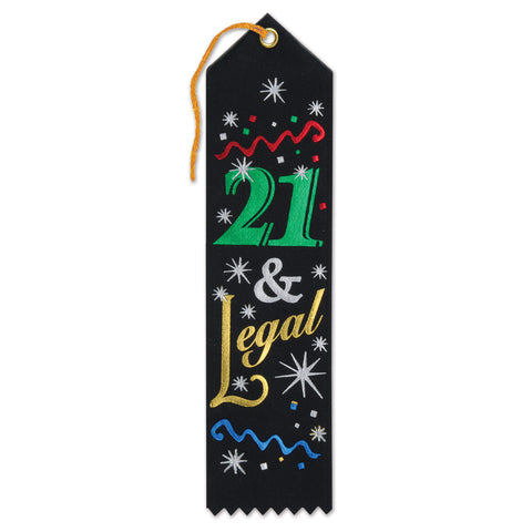 21 & Legal Award Ribbon, Size 2" x 8"