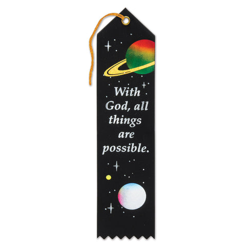 With God, All Things Are Possible Ribbon, Size 2" x 8"