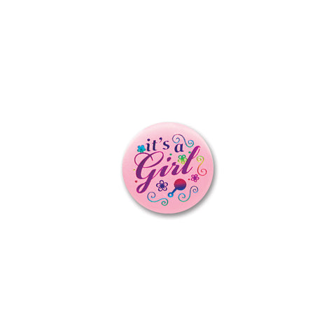 It's A Girl Satin Button, Size 2"